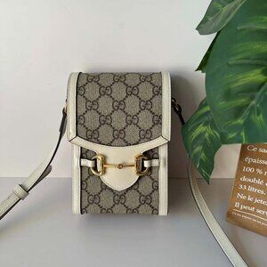 Gucci Horsebit 1955 series white mini handbag